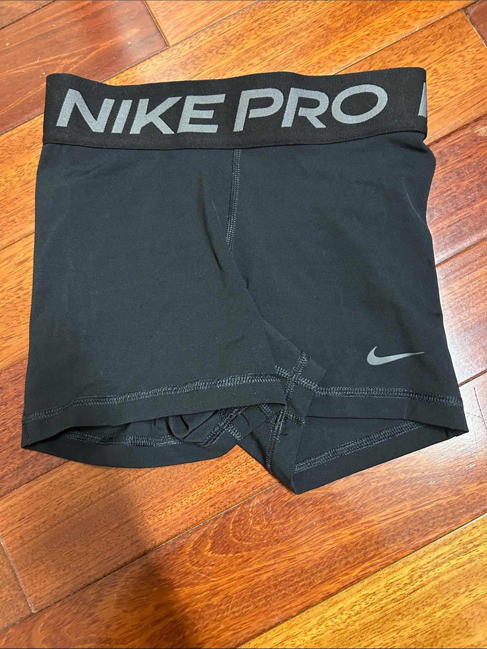 Nike Pro Black Women's Athletic Bike Shorts with Gray Logo